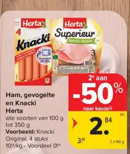 Carrefour Market Ham, gevogelte en Knacki Herta aanbieding