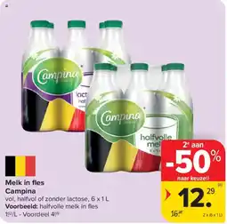 Carrefour Market Melk in fles Campina aanbieding
