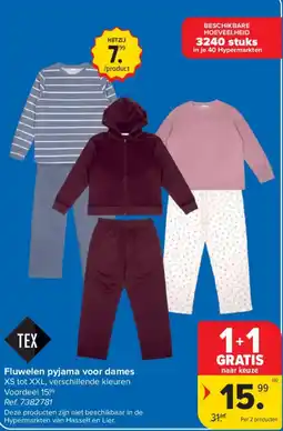 Carrefour Fluwelen pyjama voor dames aanbieding