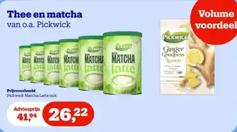 Thee en matcha van o.a. Pickwick