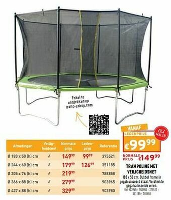 Trafic Trampoline met veiligheidsnet aanbieding