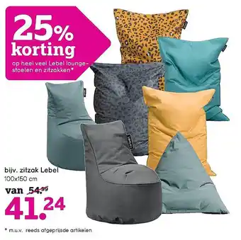 Leen Bakker 25% Korting Op Heel Veel Lebel Loungestoelen En Zitzakken aanbieding