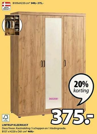 Jysk Lintrup kleerkast aanbieding