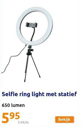 Action Selfie Ring Light Met Statief aanbieding