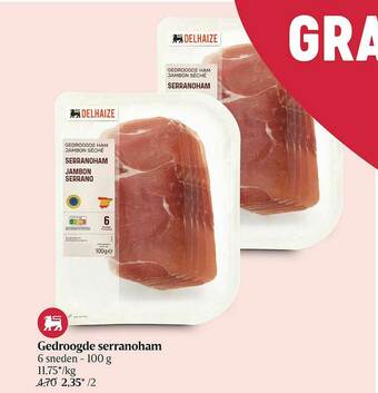 Delhaize Gedroogde Serranoham aanbieding