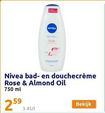 Action Nivea Bad En Douchecrème Rose & Almond Oil aanbieding