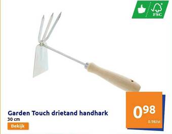 Action Garden Touch Drietand Handhark aanbieding