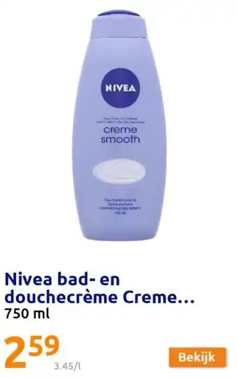 Action Nivea bad- en douchecreme Creme 750ml aanbieding