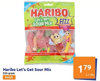 Action Haribo Let's Get Sour Mix 350g aanbieding