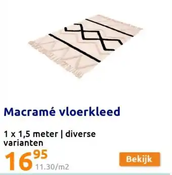 Action Macrame vloerkleed 1x1.5 meter aanbieding