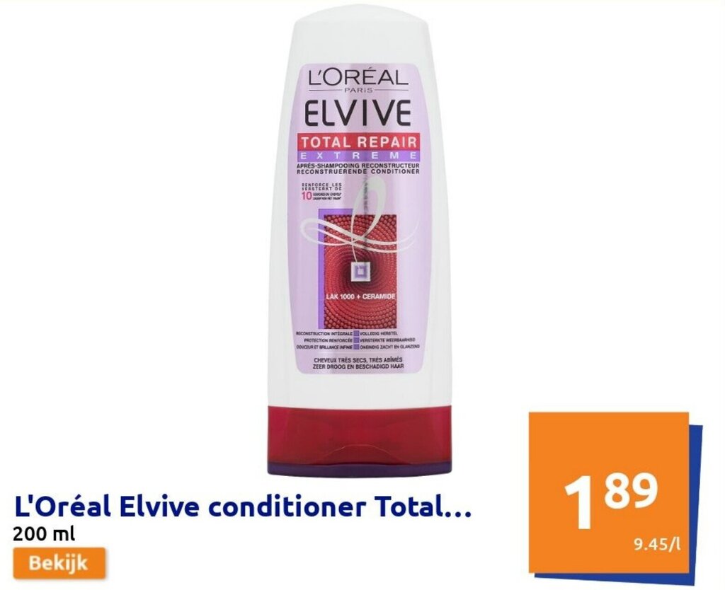 L'Oreal Elvive conditioner Total 200ml promotie bij Action