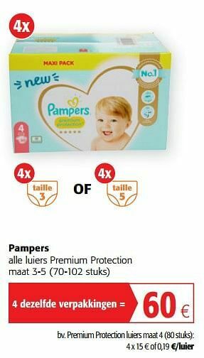 Colruyt Pampers premium protection luiers maat 4 aanbieding
