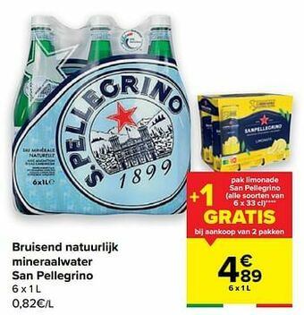 Carrefour Bruisend natuurlijk mineraalwater san pellegrino aanbieding