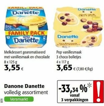 Colruyt Danone danette volledig assortiment aanbieding
