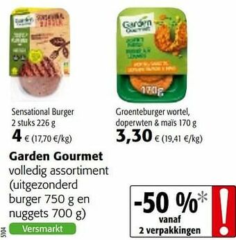 Colruyt Garden gourmet volledig assortiment aanbieding