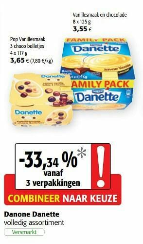 Colruyt Danone danette volledig assortiment aanbieding