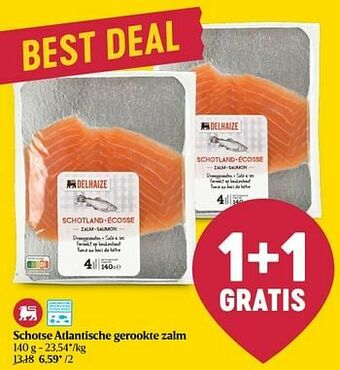 Delhaize Schotse atlantische gerookte zalm aanbieding