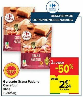 Carrefour Geraspte grana padano carrefour aanbieding