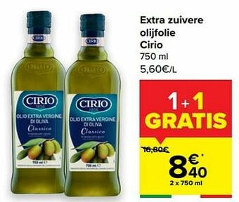 Carrefour Extra zuivere olijfolie cirio aanbieding