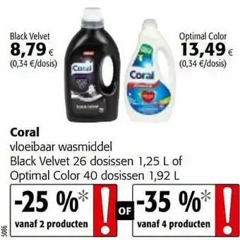 Colruyt Coral vloeibaar wasmiddel black velvet of optimal color aanbieding