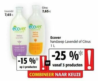 Colruyt Ecover handzeep lavendel of citrus aanbieding