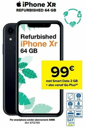 Carrefour Apple iphone xr refurbished 64 gb aanbieding