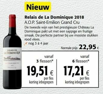 Colruyt Relais de la dominique 2018 a.o.p. saint-emilion grand cru aanbieding