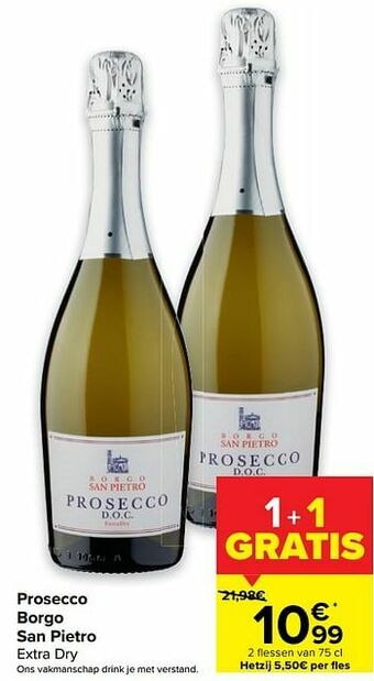 Carrefour Prosecco borgo san pietro extra dry aanbieding