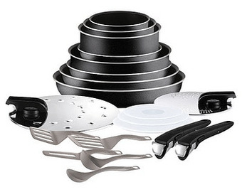 Makro Tefal Pannenset Ingenio Essential zwart 20-delig aanbieding