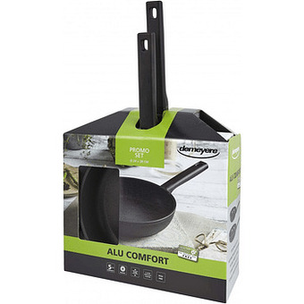 Makro Demeyere Pannenset AluComfort-3 duraslide 24 cm + 28 cm zwart 2 stuks aanbieding