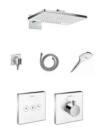 X2O Hansgrohe Showerselect thermostatische kraan inbouw regendoucheset met rechthoek regendouchekop 46 Centimeter glanzend chroom aanbieding