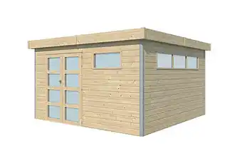 Makro Tuinhuis Lounge 385 x 385 cm stalen dak op geïsoleerd onderdak aanbieding