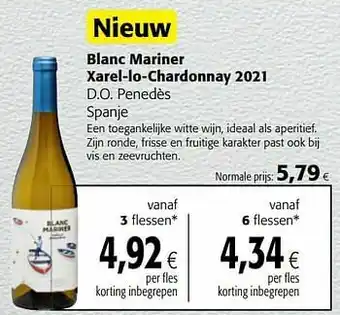 Colruyt Blanc mariner xarel-lo-chardonnay 2021 d.o. penedès spanje aanbieding