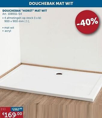 Zelfbouwmarkt Douchebak horst mat wit aanbieding