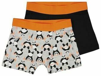 HEMA HEMA Kinderboxers Panda - 2 Stuks Grijsmelange (grijsmelange) aanbieding