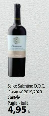 Colruyt Salice salentino d.o.c. caramia 2019-2020 cantele puglia - italië aanbieding