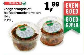 Spar Zongedroogde Of Halfgedroogde Tomaten aanbieding