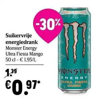 Delhaize Suikervrije energiedrank monster energy aanbieding