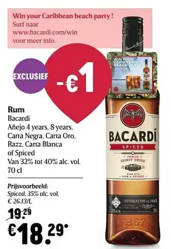 Delhaize Rum bacardi spiced aanbieding