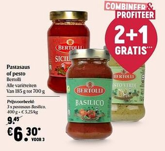 Delhaize Bertolli pastasaus basilico aanbieding