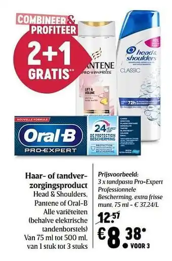 Delhaize Oral-b tandpasta pro-expert professionnele bescherming, extra frisse munt aanbieding
