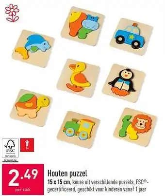ALDI Houten puzzel 15x15 cm aanbieding