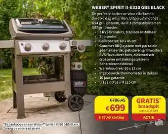 Horta Weber spirit ii-e320 gbs black aanbieding