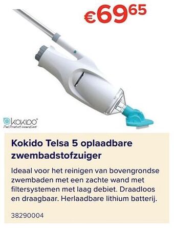 Kokido telsa 5 oplaadbare zwembadstofzuiger