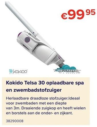 Euroshop Kokido telsa 30 oplaadbare spa en zwembadstofzuiger aanbieding