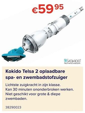 Kokido telsa 2 oplaadbare spa- en zwembadstofzuiger