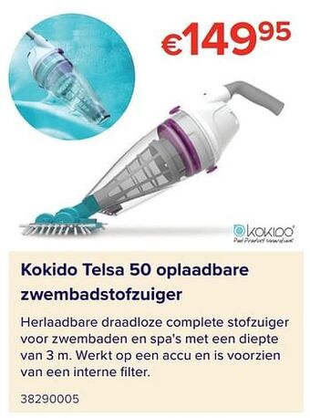 Kokido telsa 50 oplaadbare zwembadstofzuiger