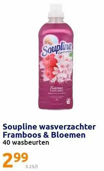 Action Soupline wasverzachter framboos + bloemen aanbieding