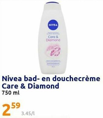 Action Nivea bad- en douchecrème care + diamond aanbieding