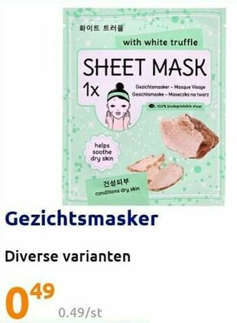 Action Gezichtsmasker aanbieding